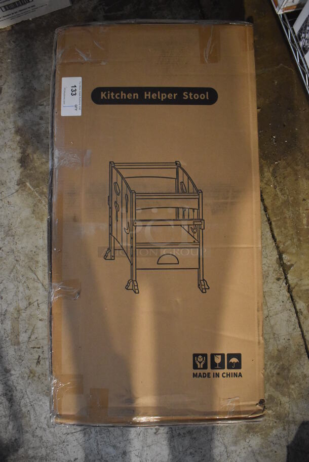 BRAND NEW IN BOX! Espresso Colored Kitchen Helper Stool.  - Image 1 of 4