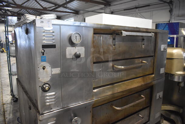 2 Bakers Pride Stainless Steel Commercial Gas Powered Single Deck Pizza Ovens on Metal Legs w/ Cooking Stones. 65x43x66. 2 Times Your Bid! - Image 2 of 10