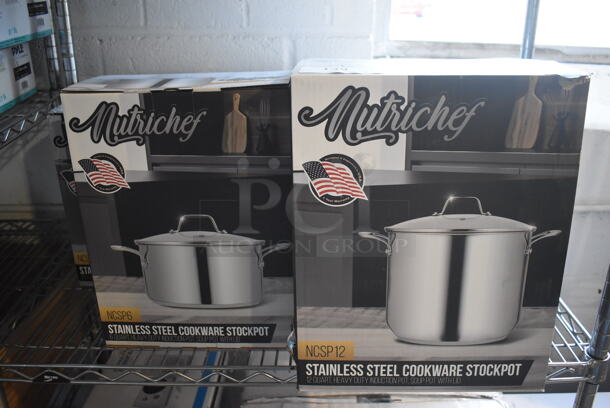 4 BRAND NEW IN BOX! Nutrichef Stainless Steel Stock Pots w/ Lids. 4 Times Your Bid! - Image 1 of 5