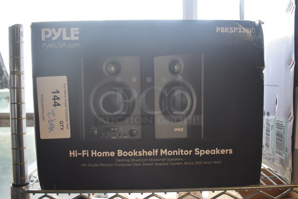 2 BRAND NEW IN BOX! Pyle PBKSP33BK Hi Fi Home Bookshelf Monitor Speakers. 2 Times Your Bid!