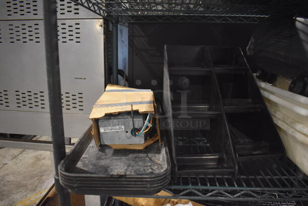 ALL ONE MONEY! Lot of 3 Tiers of Various Items Including metal Baskets, Poly Bins, Robot Coupe Blade Stands and Credit Card Reader Mounts. Shelving Unit Is Not Included - Image 3 of 6