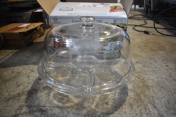 4 BRAND NEW IN BOX! Connoisseur 6 in 1 Covered Server That Can Be Used as a Cake Stand, Pedestal Platter, Salad Bowl, Dessert Bowl. 12x12x9. 4 Times Your Bid!