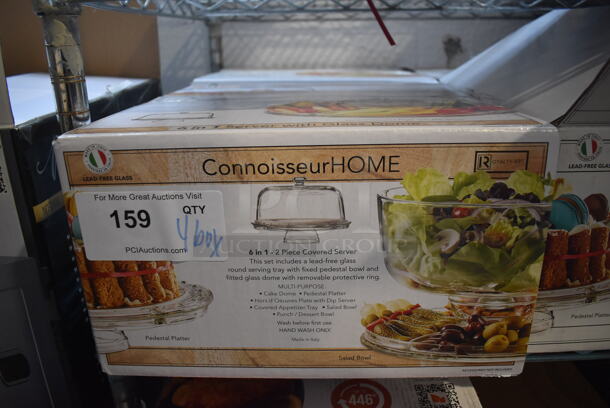4 BRAND NEW IN BOX! Connoisseur 6 in 1 Covered Server That Can Be Used as a Cake Stand, Pedestal Platter, Salad Bowl, Dessert Bowl. 12x12x9. 4 Times Your Bid! - Image 6 of 7