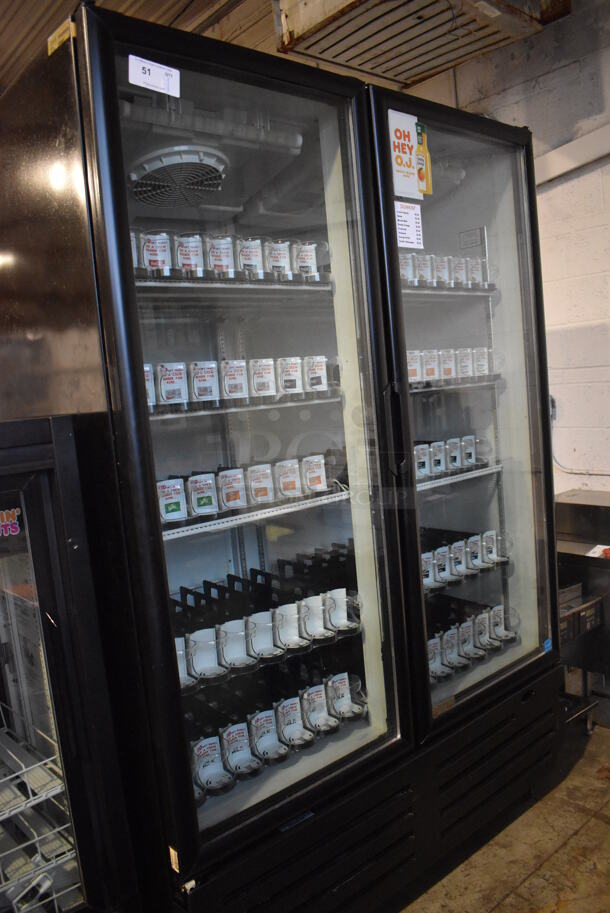 2012 Imbera VRD43 ENERGY STAR Metal Commercial 2 Door Reach In Cooler Merchandiser w/ Poly Coated Racks on Commercial Casters. 115 Volts, 1 Phase. 54x30x82. Tested and Working! - Image 1 of 5
