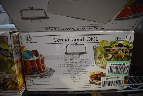 4 BRAND NEW IN BOX! Connoisseur 6 in 1 Covered Server That Can Be Used as a Cake Stand, Pedestal Platter, Salad Bowl, Dessert Bowl. 12x12x9. 4 Times Your Bid! - Image 7 of 7