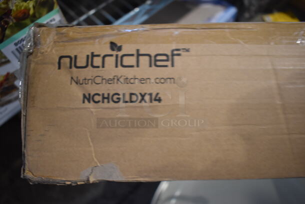 BRAND NEW! Nutrichef NCHGLDX14 Metal 14" Non Stick Skillet w/ Lid. 26x15x6 - Image 5 of 5