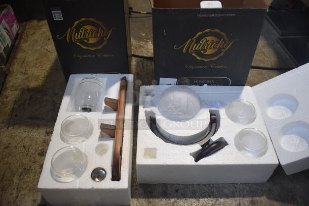 ALL ONE MONEY! 2 Boxes of Nutrichef Home Bar Whisky Decanter Sets