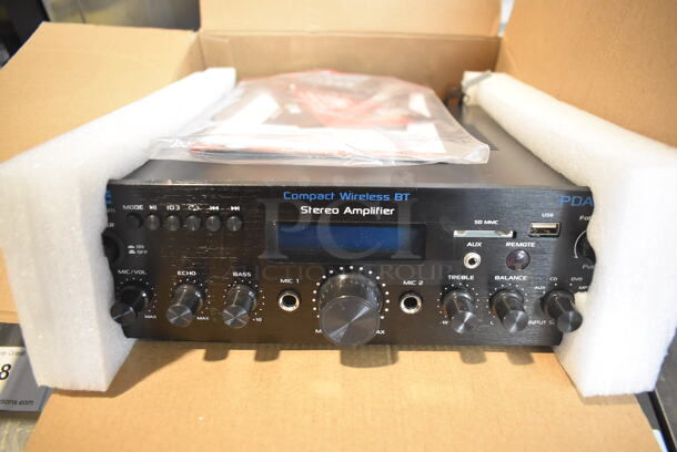 BRAND NEW IN BOX! Pyle PDA6BU.6 Compact Wireless BT Stereo Amplifier. 10x10x3.5