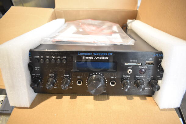 BRAND NEW IN BOX! Pyle PDA6BU.6 Compact Wireless BT Stereo Amplifier. 10x10x3.5 - Image 1 of 5