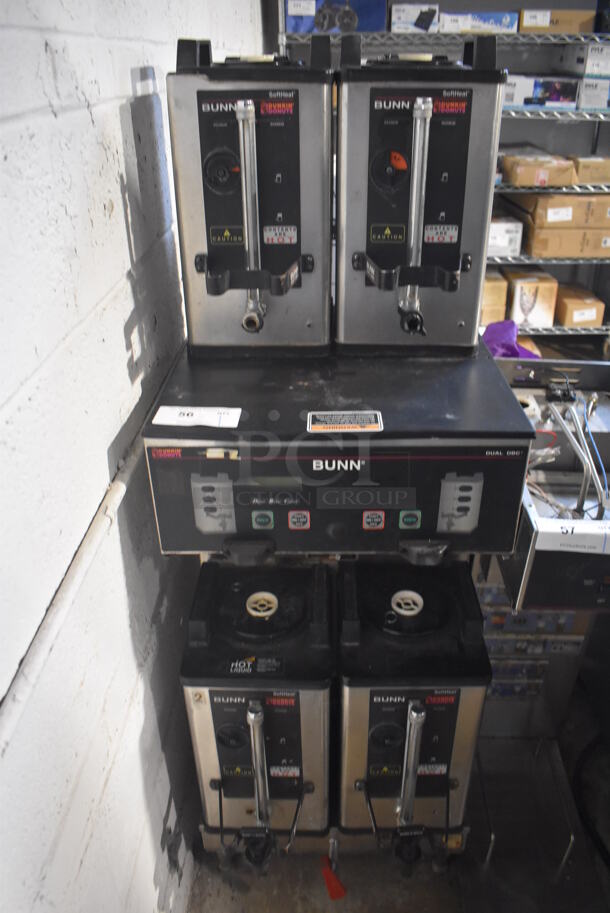Bunn DUAL SH DBC Stainless STeel Commercial Countertop Coffee Machine w/ Hot Water Dispenser and 4 Satellite Servers. 120/208-240 Volts, 1 Phase. 18x24x37 - Image 1 of 5