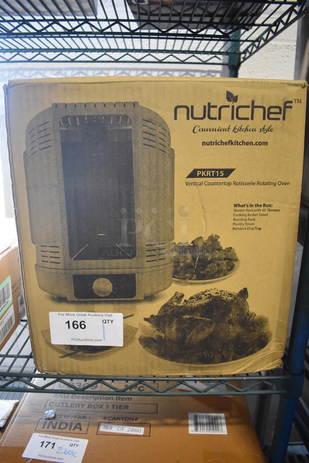 BRAND NEW IN BOX! Nutrichef PKRT15 Metal Countertop Vertical Rotisserie Rotating Oven.  - Image 1 of 4