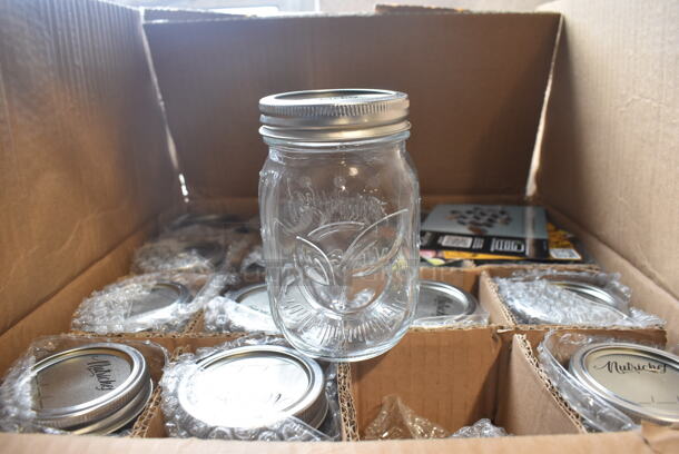 Box of 16 BRAND NEW! Nutrichef Glass Mason Jars. 3x3x5