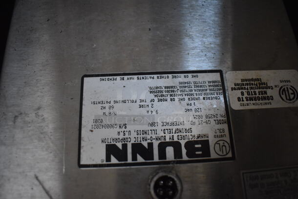 Bunn G9-2T DBC Stainless Steel Commercial 2 Hopper Coffee Bean Grinder. 120 Volts, 1 Phase. 8.5x18x28. Tested and Working! - Image 6 of 6