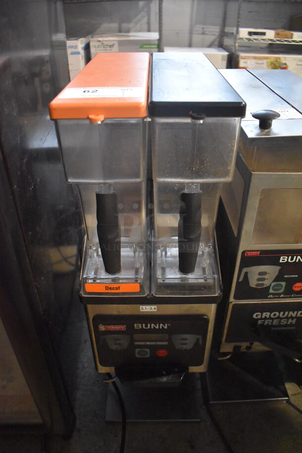 2017 Bunn MHG Stainless Steel Commercial 2 Hopper Coffee Bean Grinder. 120 Volts, 1 Phase. 9x16x29. Tested and Working! - Image 1 of 5