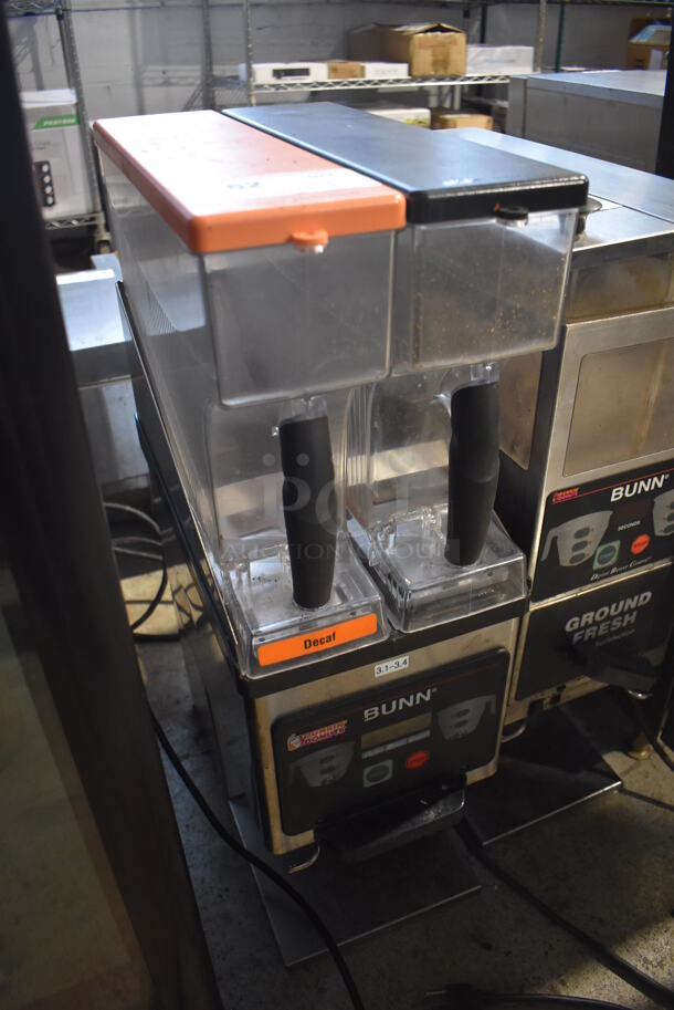 2017 Bunn MHG Stainless Steel Commercial 2 Hopper Coffee Bean Grinder. 120 Volts, 1 Phase. 9x16x29. Tested and Working! - Image 3 of 5