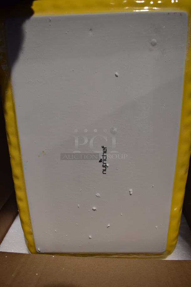 Box of BRAND NEW! Nutrichef NCCREX62 Set of 3 Yellow and White Ceramic Casserole Dishes. Includes 14.5x8.5x2.5 - Image 4 of 5