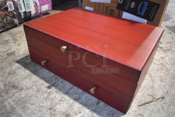 BRAND NEW IN BOX! Wood Pattern Cutlery Box. 15x11x5.5 - Image 2 of 7