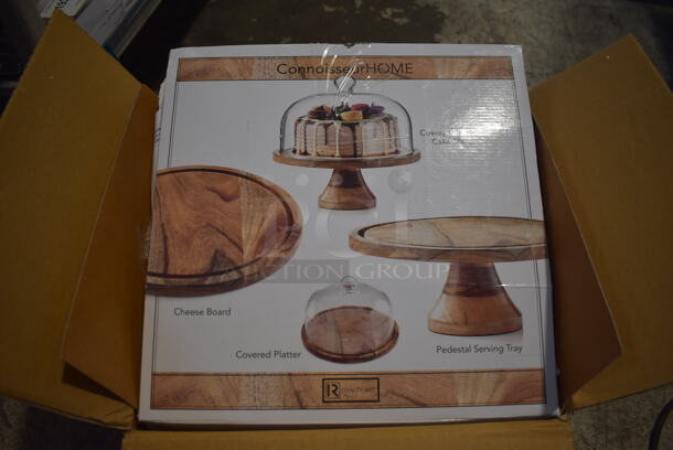 BRAND NEW IN BOX! Connoisseur Home Cake Stand / Cheese Board / Covered Platter / Pedestal Serving Tray. 12x12x12 - Image 4 of 4