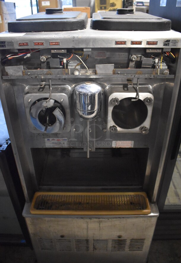 Taylor 342D-27 Stainless Steel Commercial Floor Style Air Cooled 2 Flavor Frozen Beverage Machine w/ Drink Mixer Attachment on Commercial Casters. 208-230 Volts, 1 Phase. 26x34x60 - Image 1 of 8