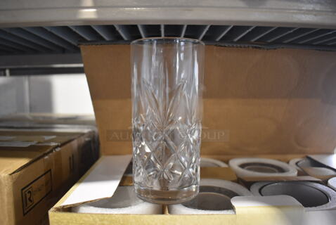 3 Boxes of 8 BRAND NEW! Kinsley Highball Glasses. 2.75x2.75x5.75. 3 Times Your Bid!