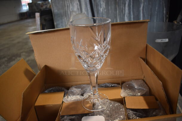 Box of 8 BRAND NEW! Kinsley Goblet Wine Glasses. 3.25x3.25x8. 3 Times Your Bid!