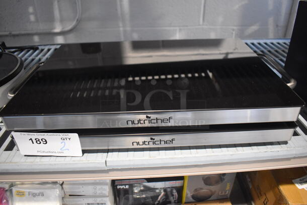 2 Nutrichef PKWTR30 Metal Countertop Warming Trays. 120 Volts, 1 Phase. 21x12.5x2. 2 Times Your Bid!