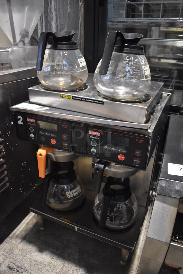 2016 Bunn AXIOM 2/2 TWIN Stainless Steel Commercial Countertop 4 Burner Coffee Machine w/ 2 Metal Brew Baskets and 4 Coffee Pots. 120/208-240 Volts, 1 Phase. 16x18x23 - Image 2 of 6