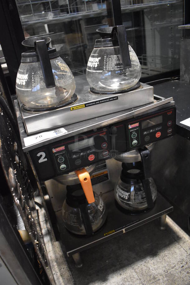 2016 Bunn AXIOM 2/2 TWIN Stainless Steel Commercial Countertop 4 Burner Coffee Machine w/ 2 Metal Brew Baskets and 4 Coffee Pots. 120/208-240 Volts, 1 Phase. 16x18x23 - Image 4 of 6