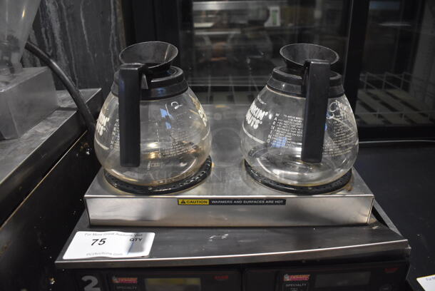 2016 Bunn AXIOM 2/2 TWIN Stainless Steel Commercial Countertop 4 Burner Coffee Machine w/ 2 Metal Brew Baskets and 4 Coffee Pots. 120/208-240 Volts, 1 Phase. 16x18x23 - Image 5 of 6