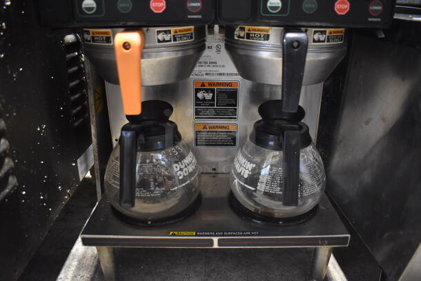 2016 Bunn AXIOM 2/2 TWIN Stainless Steel Commercial Countertop 4 Burner Coffee Machine w/ 2 Metal Brew Baskets and 4 Coffee Pots. 120/208-240 Volts, 1 Phase. 16x18x23 - Image 6 of 6