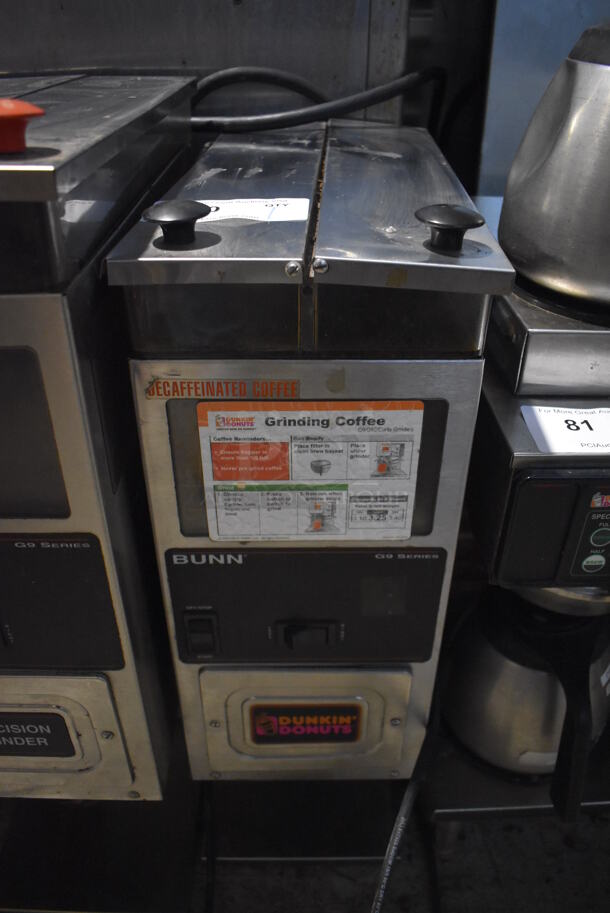 Bunn G9-2 HD Stainless Steel Commercial 2 Hopper Coffee Bean Grinder. 120 Volts, 1 Phase. 8.5x18x26. Tested and Working! - Image 1 of 7