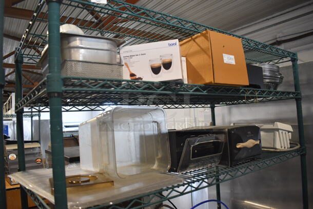 ALL ONE MONEY! 5 Tiers of Various Items Including Poly Bins, Napkin Dispensers and Toaster. Does Not Include Shelving Unit. - Image 2 of 6