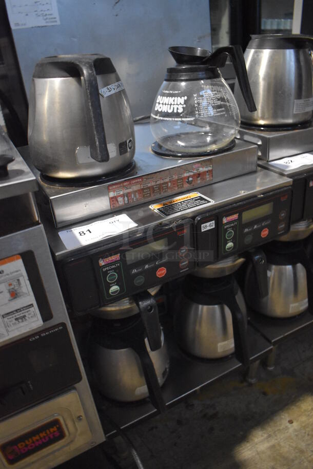 2014 Bunn AXIOM 2/2 TWIN Stainless Steel Commercial Countertop 4 Burner Coffee Machine w/ 2 Metal Brew Baskets and 4 Coffee Pots. 120/208-240 Volts, 1 Phase. 16x18x23 - Image 3 of 6