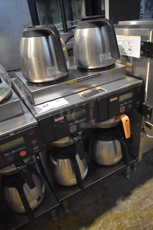 2010 Bunn AXIOM 2/2 TWIN Stainless Steel Commercial Countertop 4 Burner Coffee Machine w/ 2 Metal Brew Baskets and 4 Coffee Pots. 120/208-240 Volts, 1 Phase. 16x18x23 - Image 3 of 6