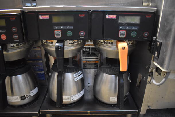 2010 Bunn AXIOM 2/2 TWIN Stainless Steel Commercial Countertop 4 Burner Coffee Machine w/ 2 Metal Brew Baskets and 4 Coffee Pots. 120/208-240 Volts, 1 Phase. 16x18x23 - Image 5 of 6