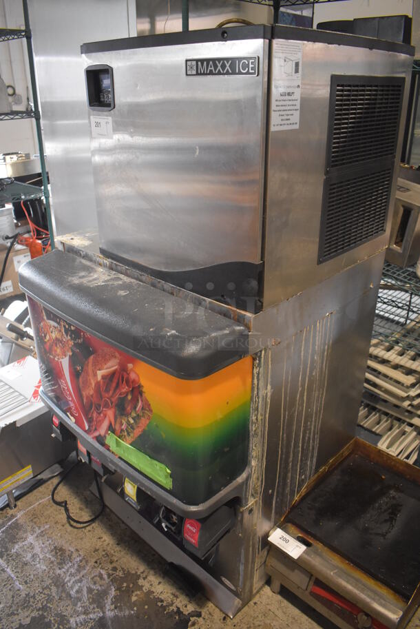 2017 Maxx Ice MIM360N Stainless Steel Commercial Ice Head on Cornelius ED250-BCZ Stainless Steel Commercial 8 Flavor Carbonated Beverage Machine. 115 Volts, 1 Phase. 31x35x61 - Image 2 of 6