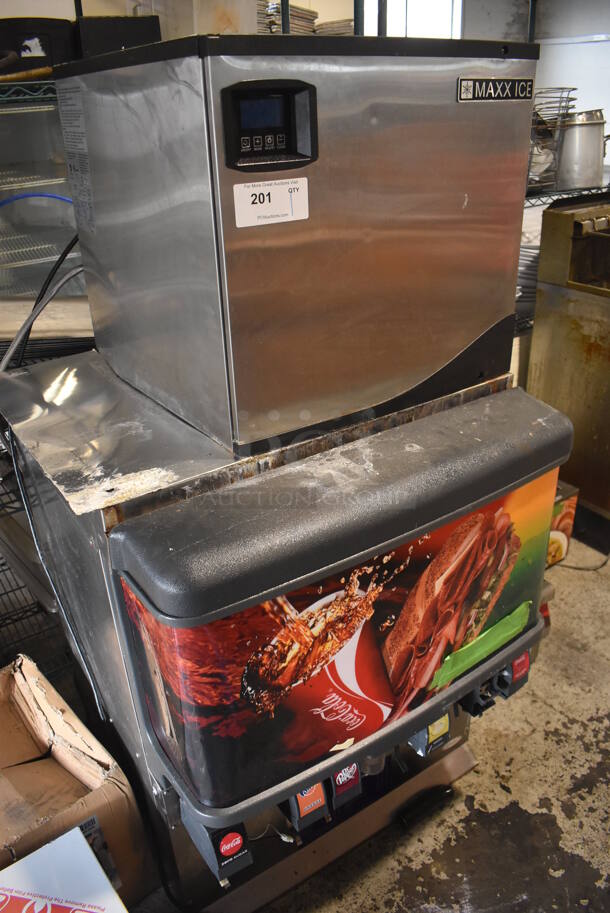 2017 Maxx Ice MIM360N Stainless Steel Commercial Ice Head on Cornelius ED250-BCZ Stainless Steel Commercial 8 Flavor Carbonated Beverage Machine. 115 Volts, 1 Phase. 31x35x61 - Image 3 of 6