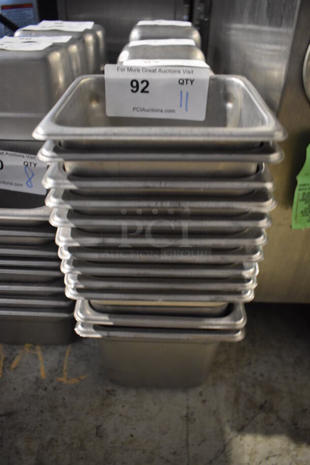 11 Stainless Steel 1/6 Size Drop In Bins. 1/6x6. 11 Times Your Bid!