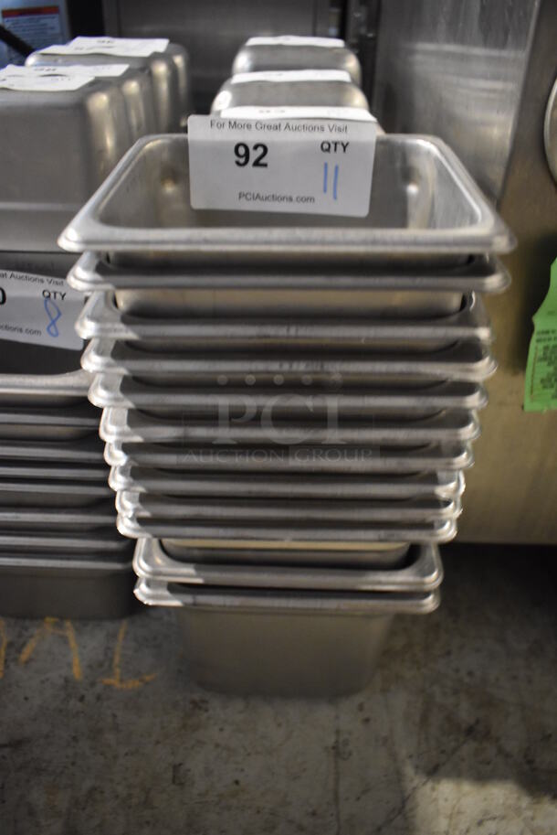 12 Stainless Steel 1/6 Size Drop In Bins. 1/6x6. 12 Times Your Bid!