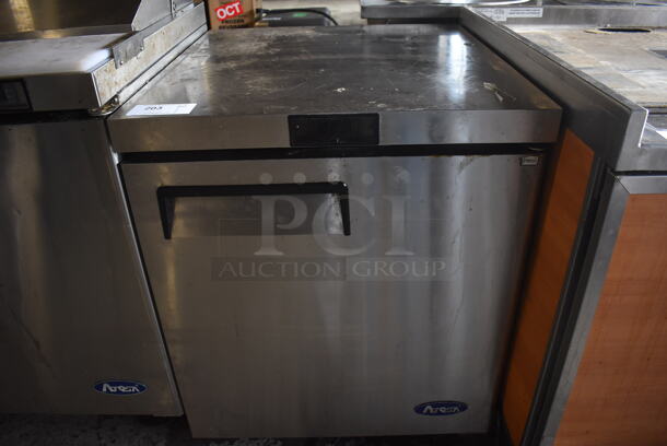 2019 Atosa MGF8405GR Stainless Steel Commercial Single Door Undercounter Freezer on Commercial Casters. 115 Volts, 1 Phase. 27.5x30x35. Tested and Working!