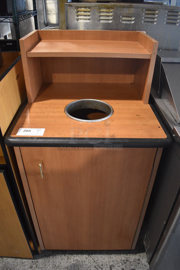 Wood Pattern Trash Can Shell w/ Trash Deposit Hole, Tray Return, and Door. 25x25x49 - Image 1 of 5