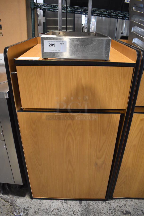 Wood Pattern Trash Can Shell w/ Trash Deposit Flap and and Door. 24x24x45 - Image 1 of 3