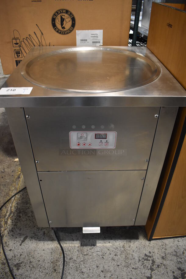 SC-19106 Stainless Steel Commercial Floor Style Rolled Ice Cream Machine Station on Commercial Casters. 110 Volts, 1 Phase. 23.5x23.5x35.5. Tested and Working!