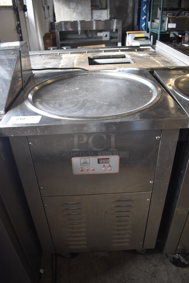 SC-19106 Stainless Steel Commercial Floor Style Rolled Ice Cream Machine Station on Commercial Casters. 110 Volts, 1 Phase. 23.5x23.5x35.5. Tested and Working!