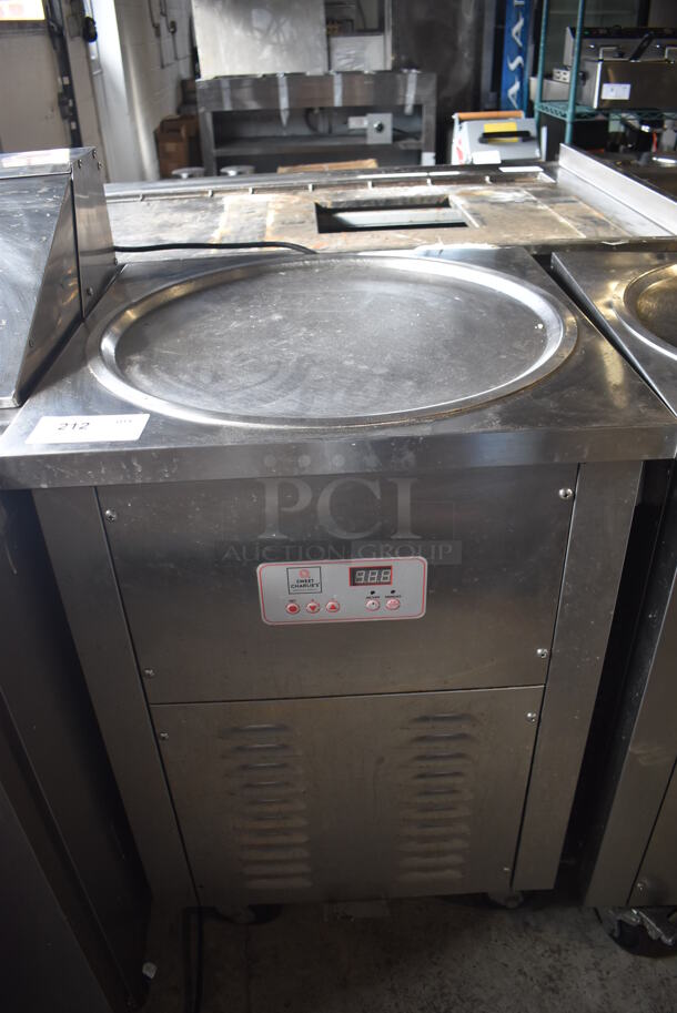SC-19106 Stainless Steel Commercial Floor Style Rolled Ice Cream Machine Station on Commercial Casters. 110 Volts, 1 Phase. 23.5x23.5x35.5. Tested and Working! - Image 1 of 5