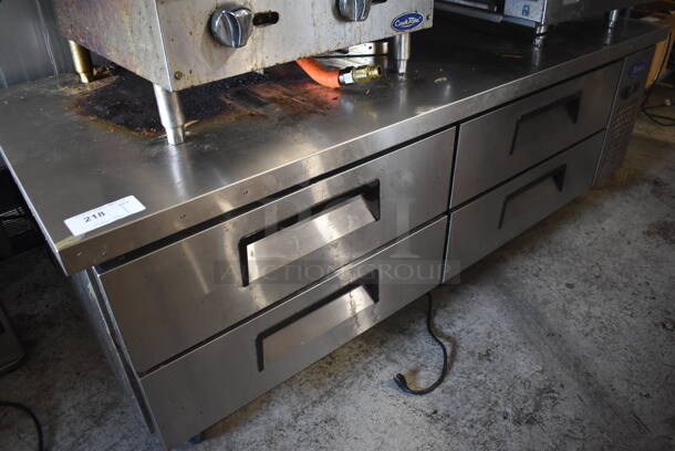 Atosa Stainless Steel Commercial 4 Drawer Chef Base on Commercial Casters. 115 Volts, 1 Phase. 72.5x32x26. Tested and Working!