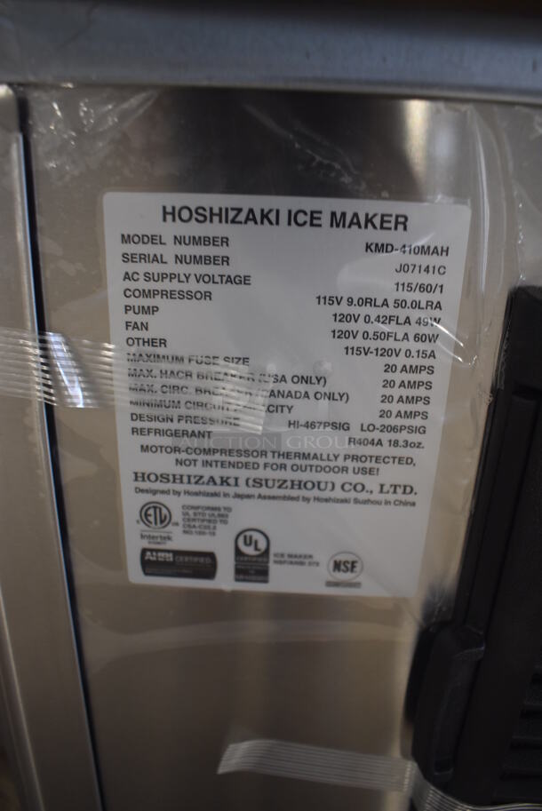 BRAND NEW! 2019 Hoshizaki KMD-410MAH Stainless Steel Commercial Ice Machine Head. 115 Volts, 1 Phase. 22x25x25 - Image 3 of 5
