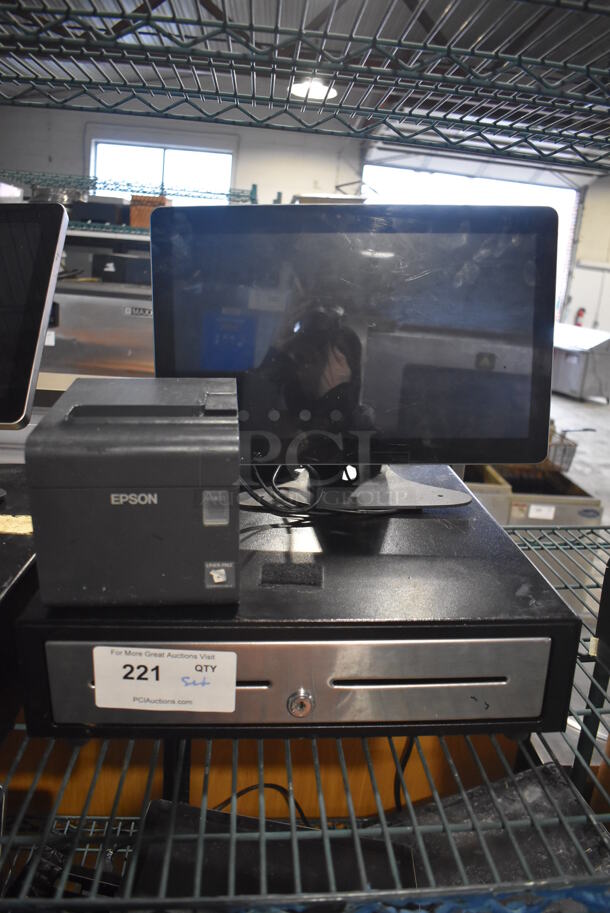 Elo 15.5" POS Monitor w/ Epson M313A Receipt Printer and Metal Cash Drawer - Image 1 of 5