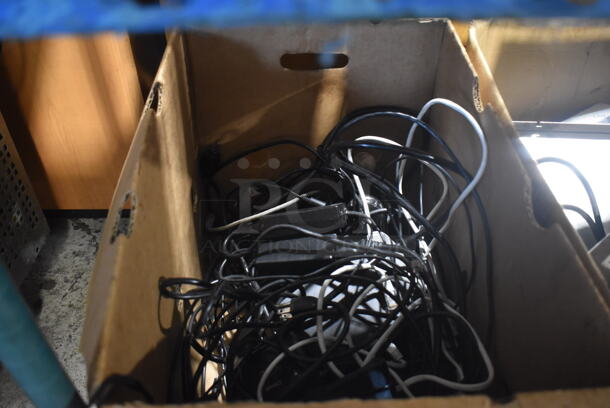 ALL ONE MONEY! Tier Lot of 2 Boxes of Wires and Broken Monitor - Image 2 of 6