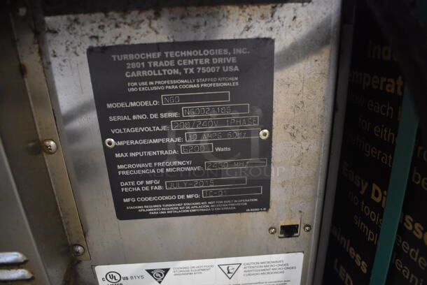 2015 Turbochef NGO Metal Commercial Countertop Electric Powered Rapid Cook Oven. 208/240 Volts, 1 Phase. 16x30x27 - Image 5 of 5